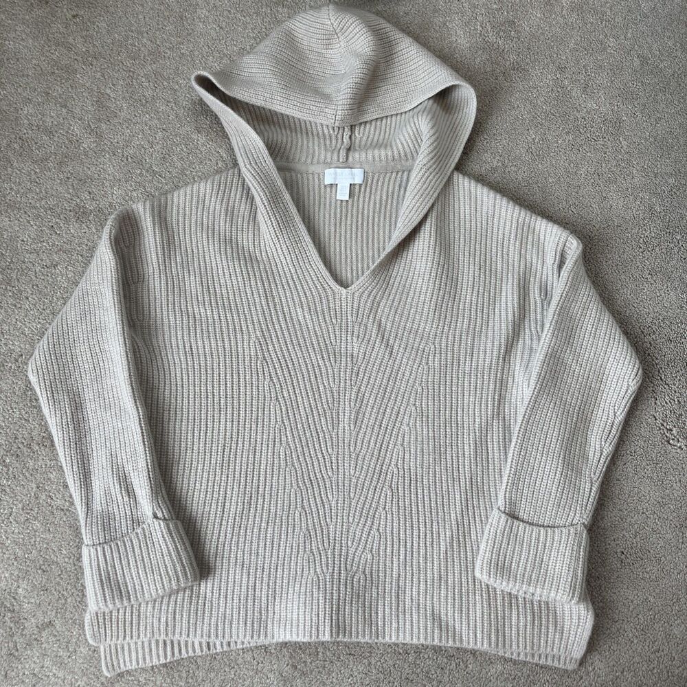 The White Company Hooded Sweater Womens Small Tan Wool Cashmere Quiet Luxury